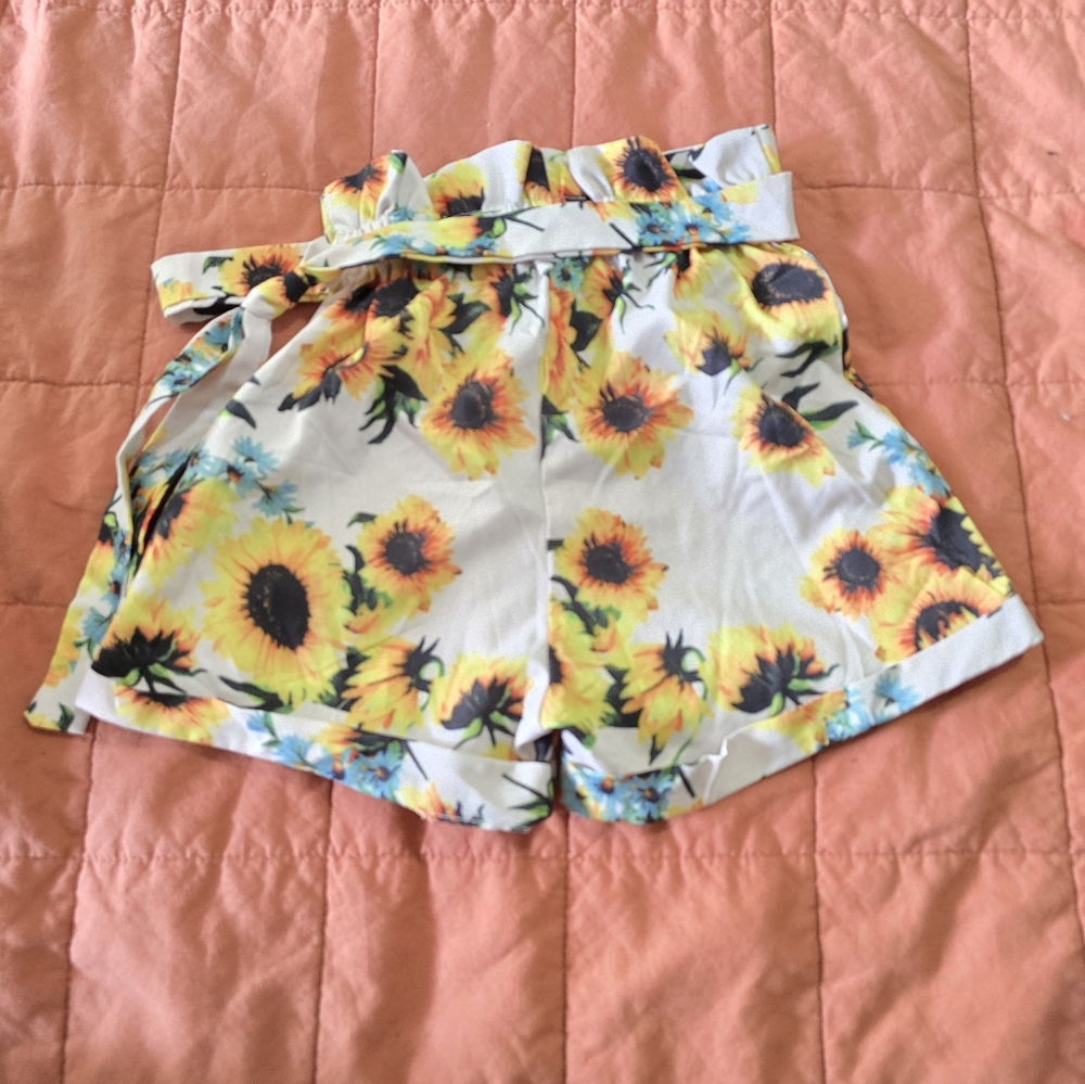 Sunflower Print Kids Shorts